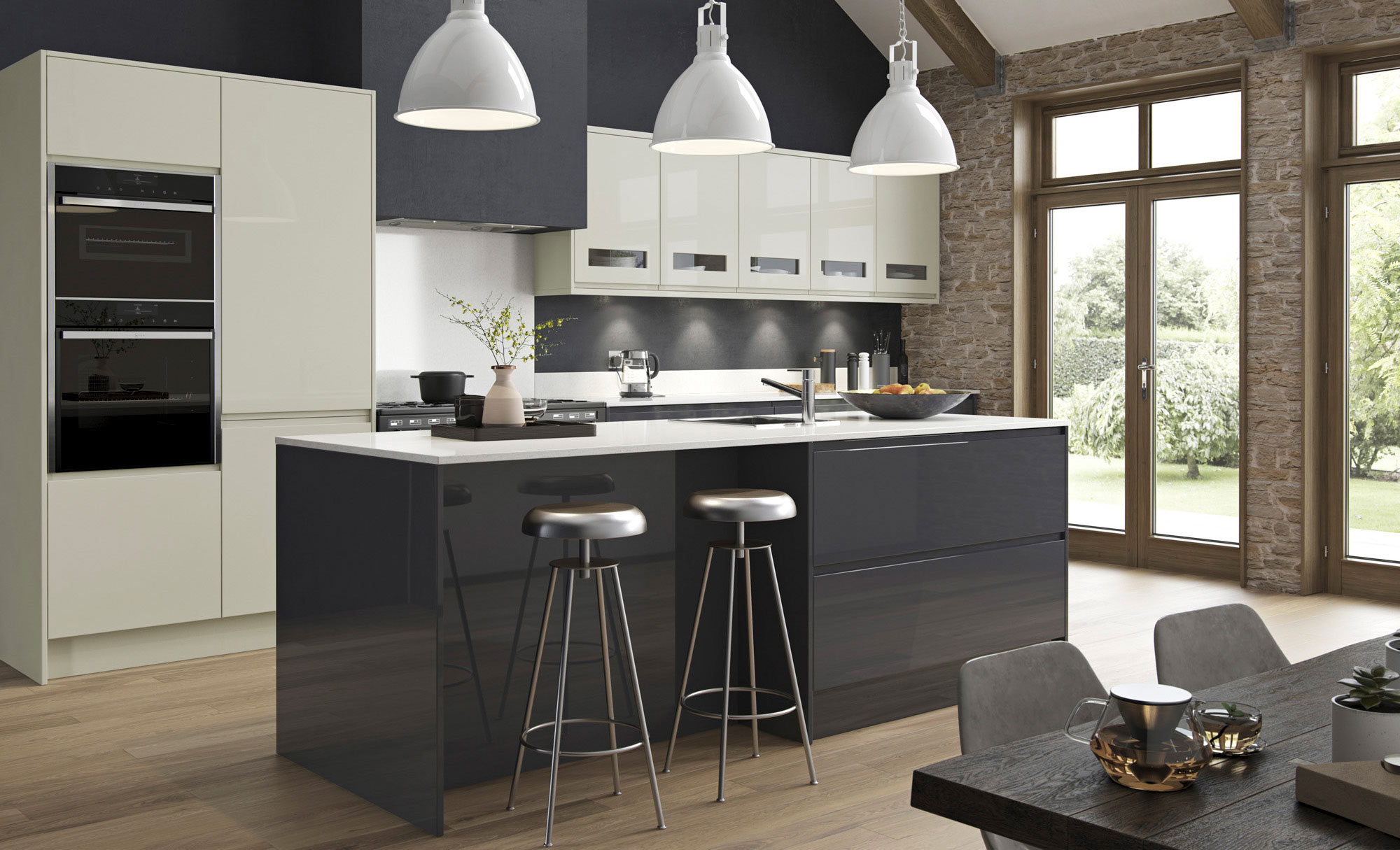 Uform Strada Gloss Porcelain & Graphite  Kitchen