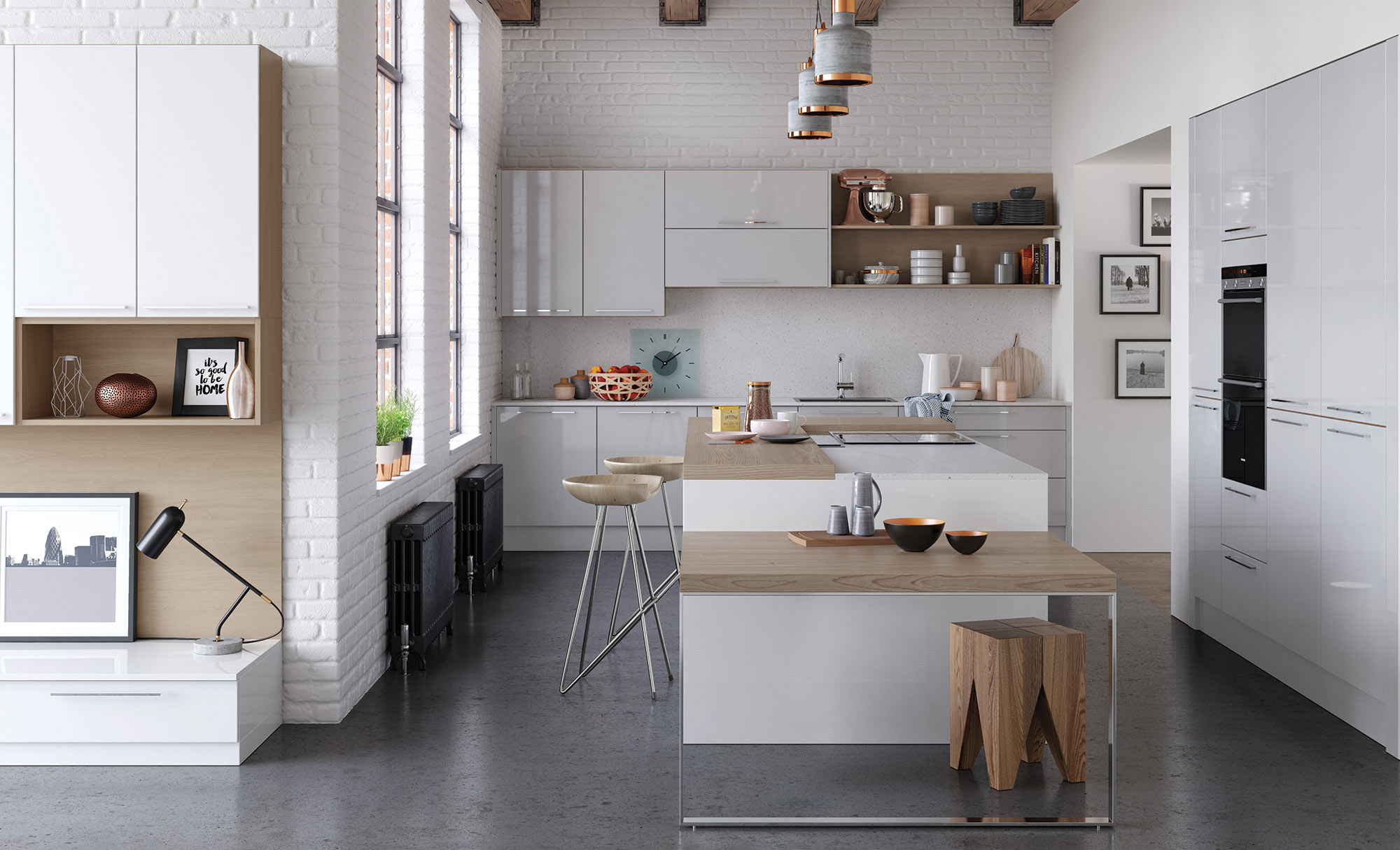 Uform Zola Gloss White & Light Grey Kitchen