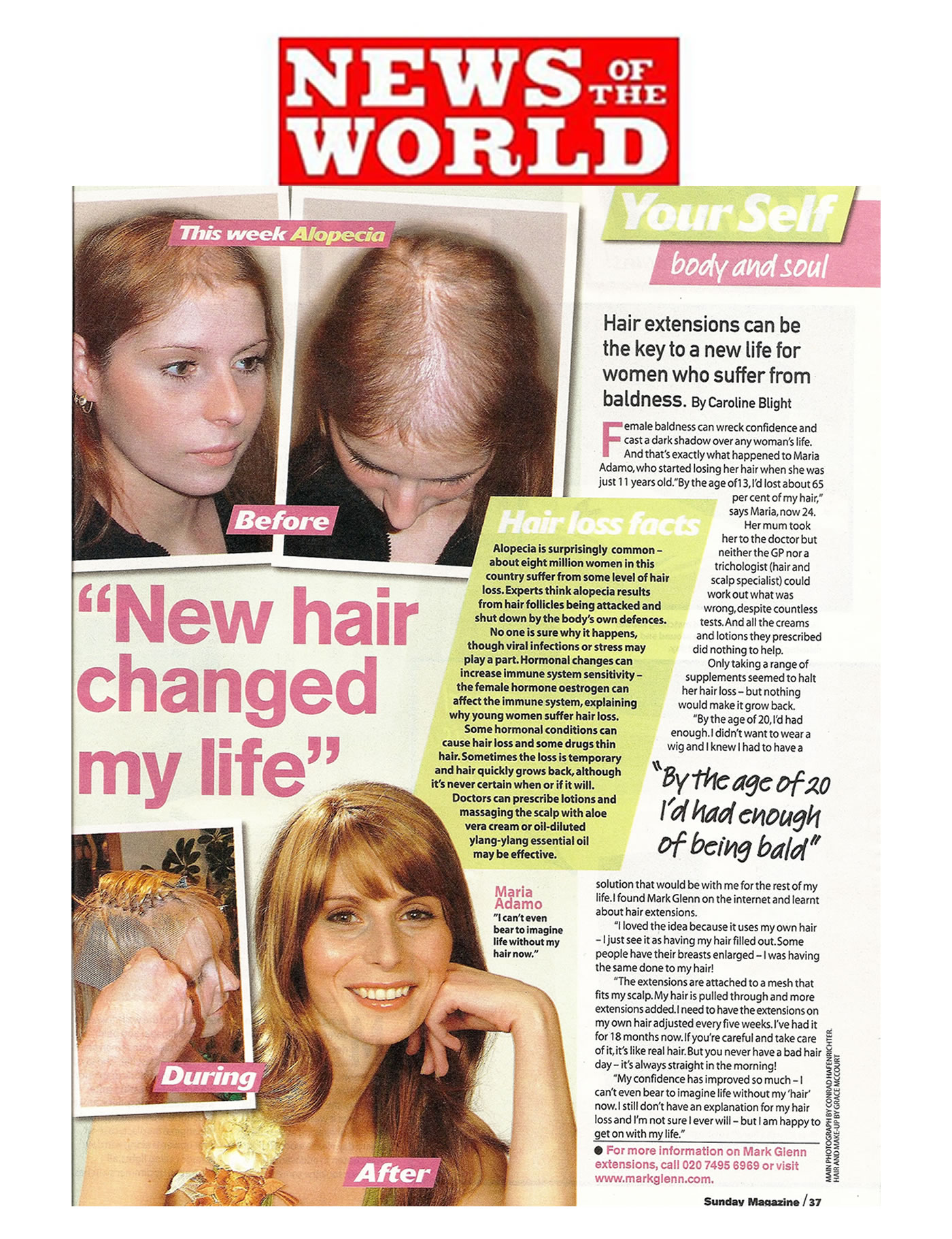 'New hair changed my life' - MG hair extensions for alopecia in News of the World