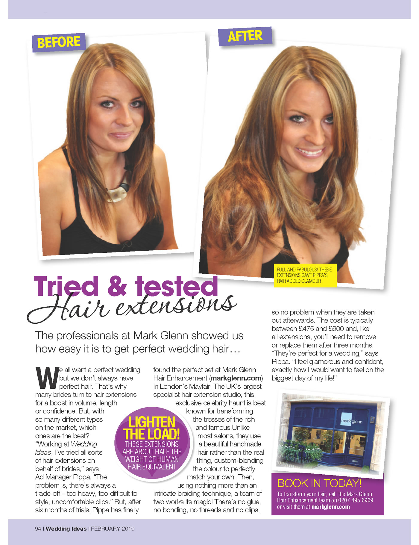 Wedding Ideas Magazine - 'Mark Glenn Hair Extensions - Tried and Tested' review