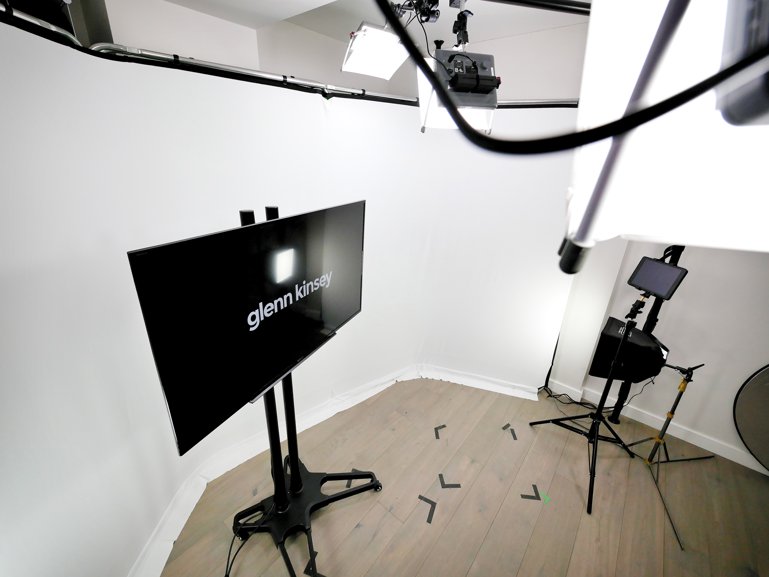 White infinity set area in Pozitiv's studio, London
