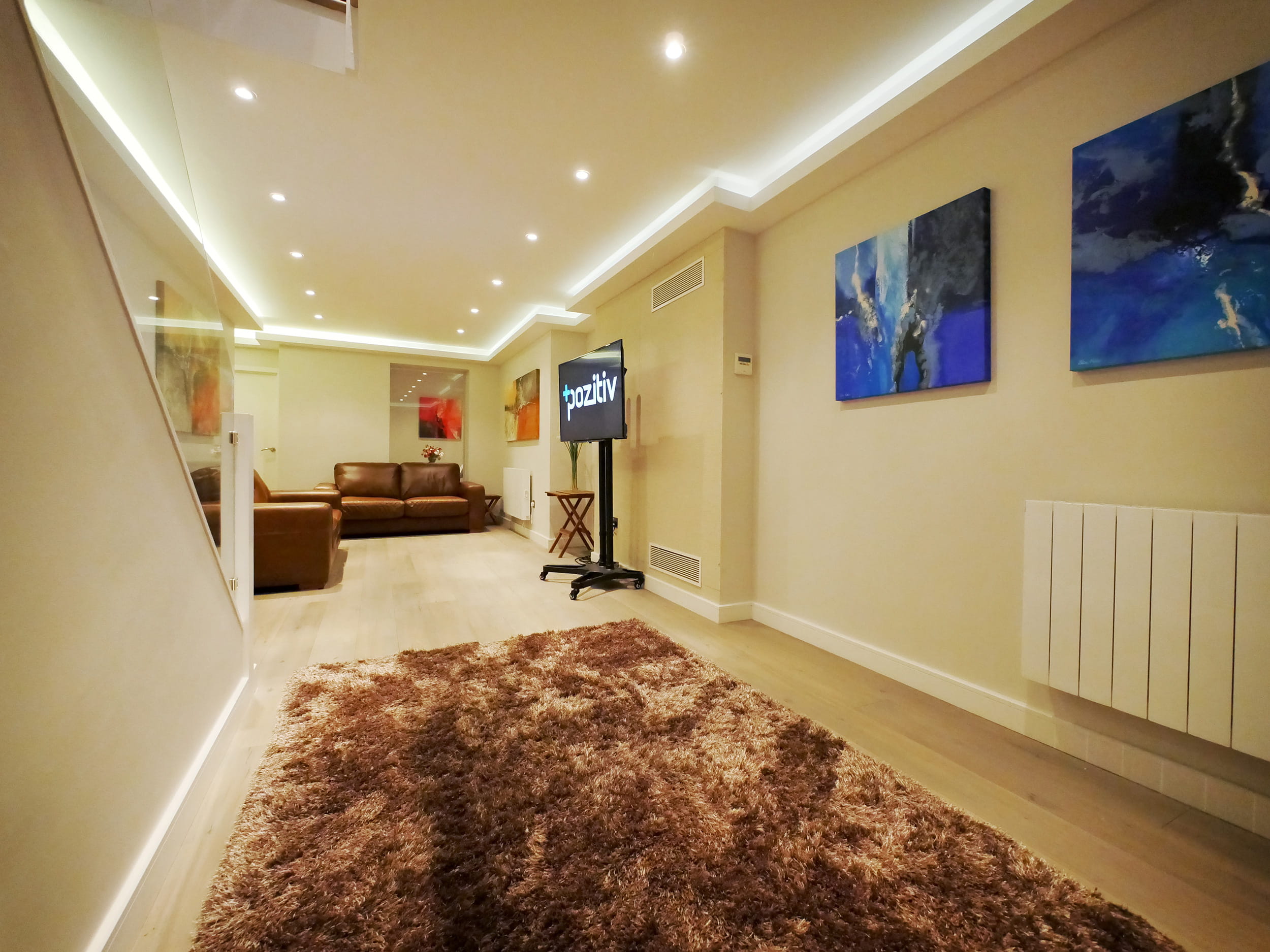 The relaxing Green Room in Pozitiv's private studio, London, UK