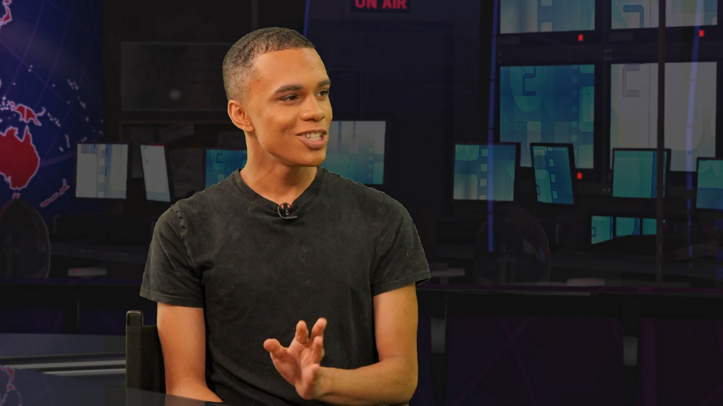 Screen grab during a live interview at our TV studio, London