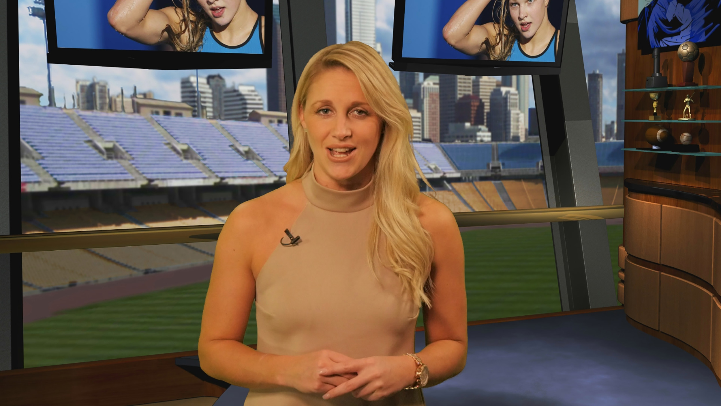 Sport stadium virtual set - live screen grab during recording