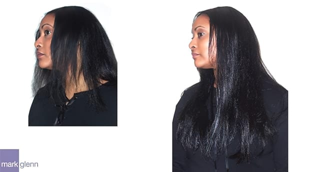 HE004 - Afro-Caribbean Silky Straight Hair Extensions Before & After - Mark Glenn, London, UK