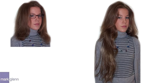 HE008 - Extra Long Hair Extensions Before and After - Mark Glenn, London