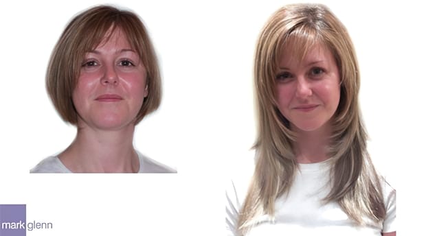 HE013 - Short Bob to Long with Highlights - Hair Extensions Before & After - Mark Glenn, London, UK