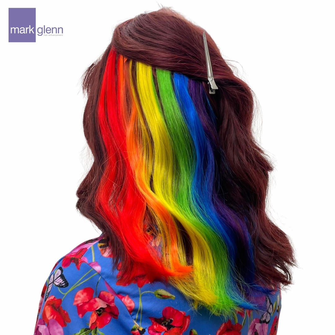 HE116 - Rainbow Fibre Hair Extensions for Pride - Mark Glenn, London