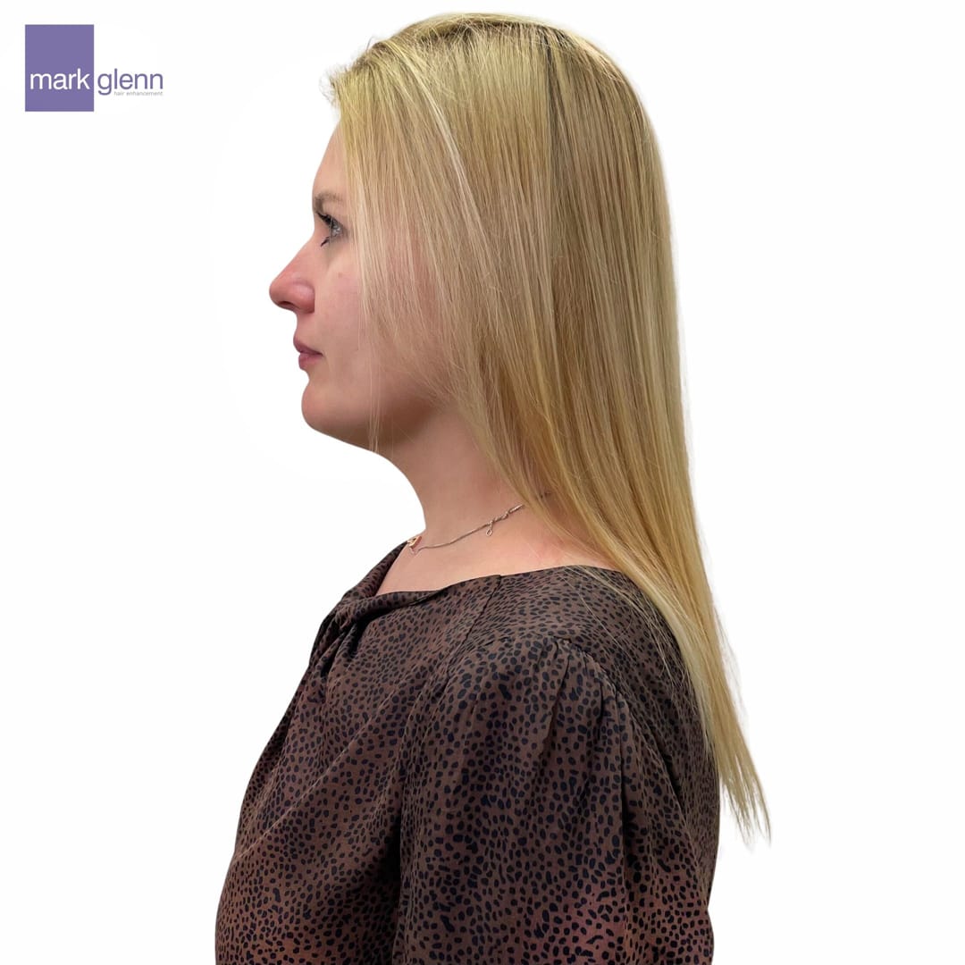 Before Picture - Beautiful Blonde Fibre Hair Extensions After Tape Extensions Thinning