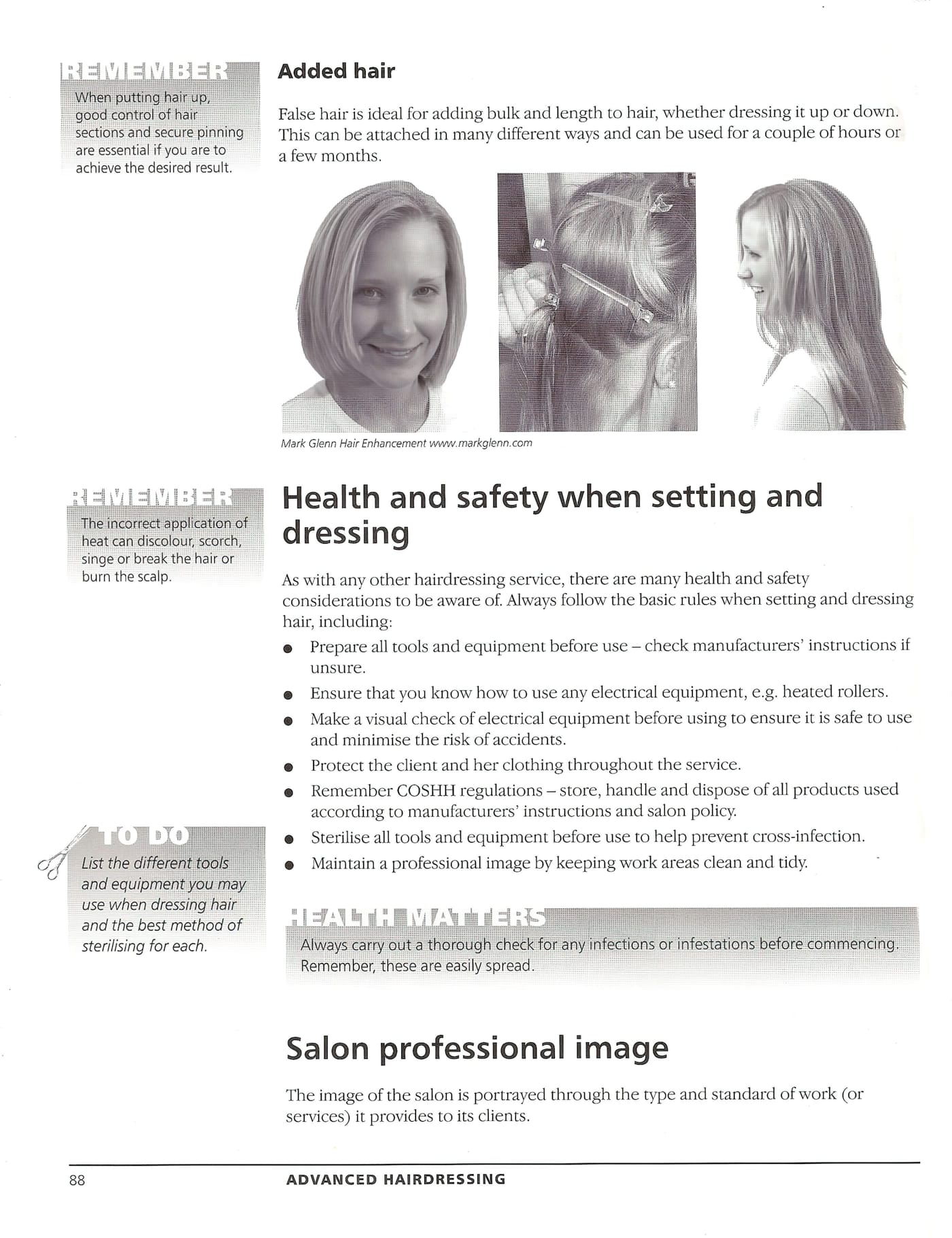 Mark Glenn hair extensions in leading industry course book