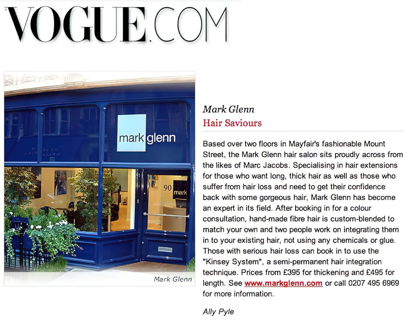 Mark Glenn - both 'hair saviours' and 'the hair extension experts' says Vogue