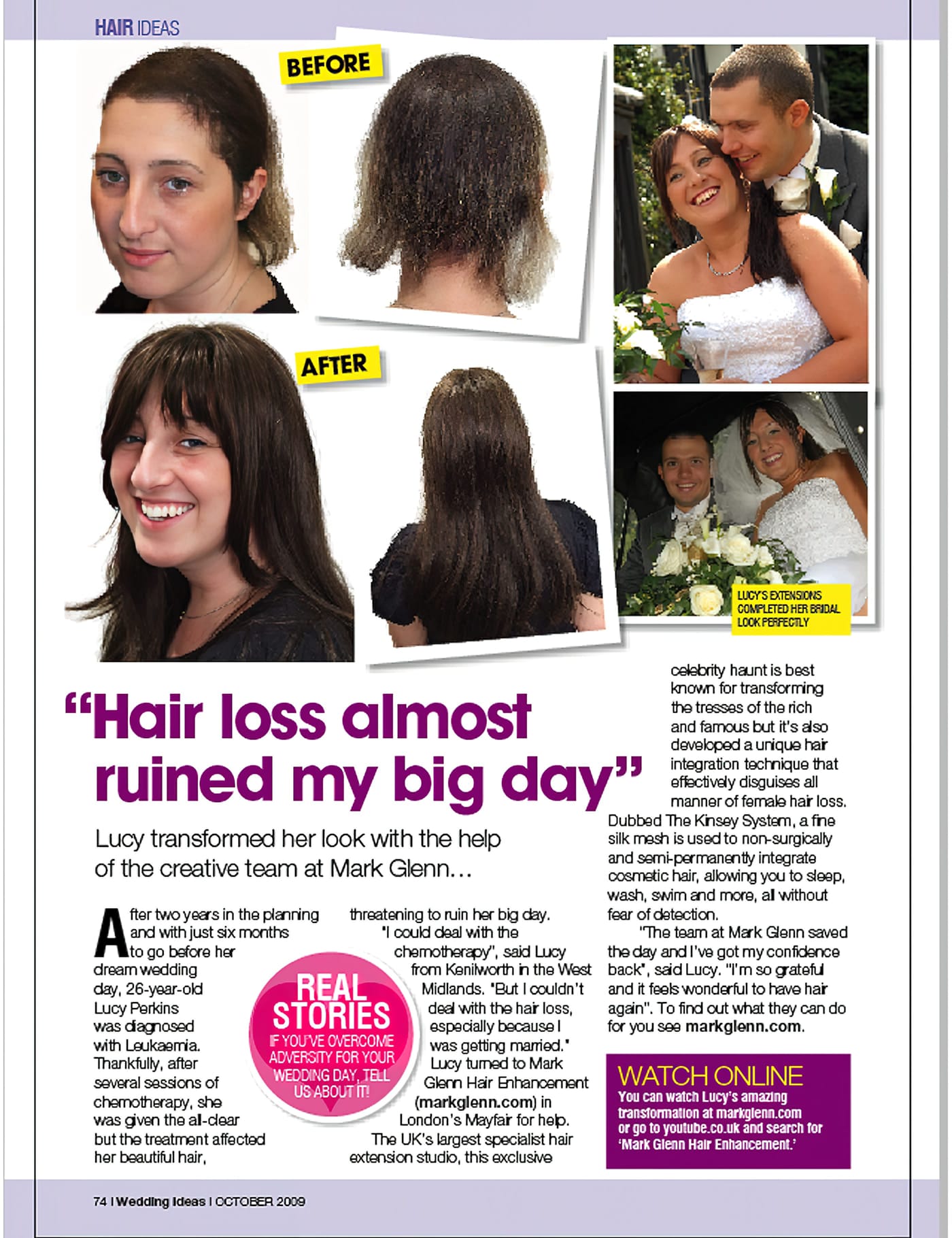 'Chemotherapy hair loss almost ruined my wedding - but Mark Glenn saved the day' - Wedding Ideas Magazine