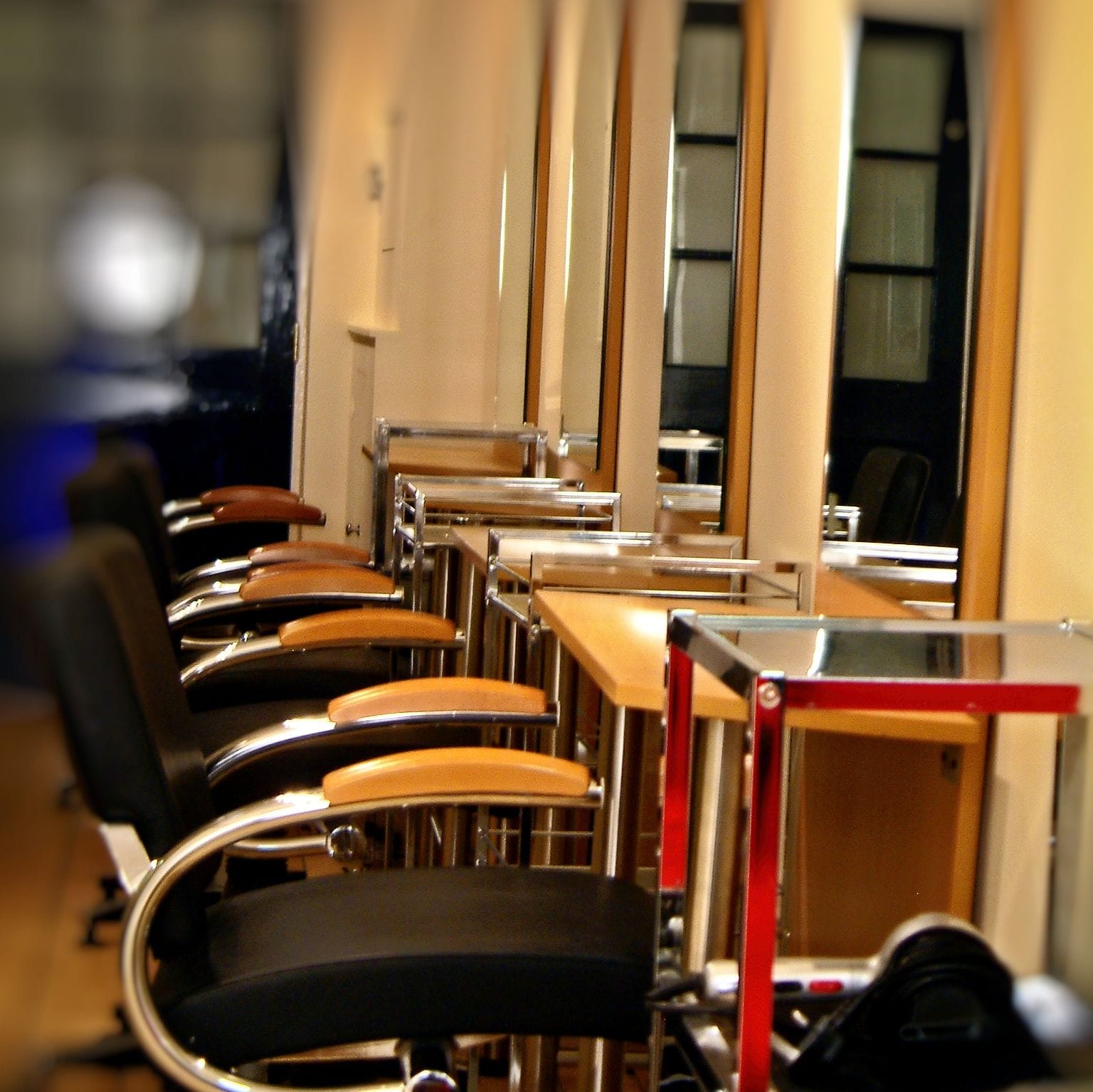 Styling stations in the basement at Mark Glenn's Mount Street hair extensions studio, Mayfair, London, 2005
