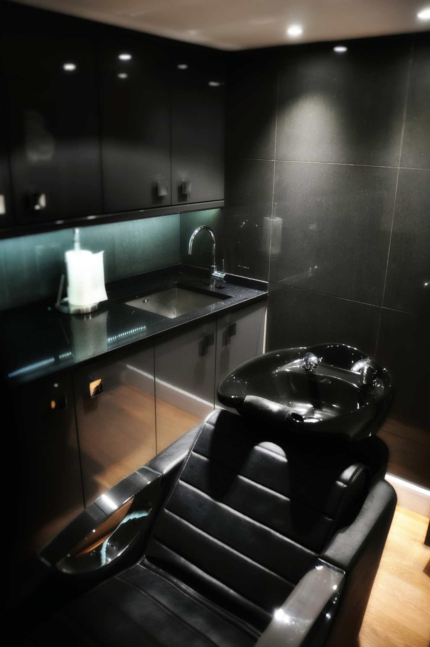 Individual, electronically adjustable backwashes in three separate areas at Mark Glenn's London Hair Extensions Studio