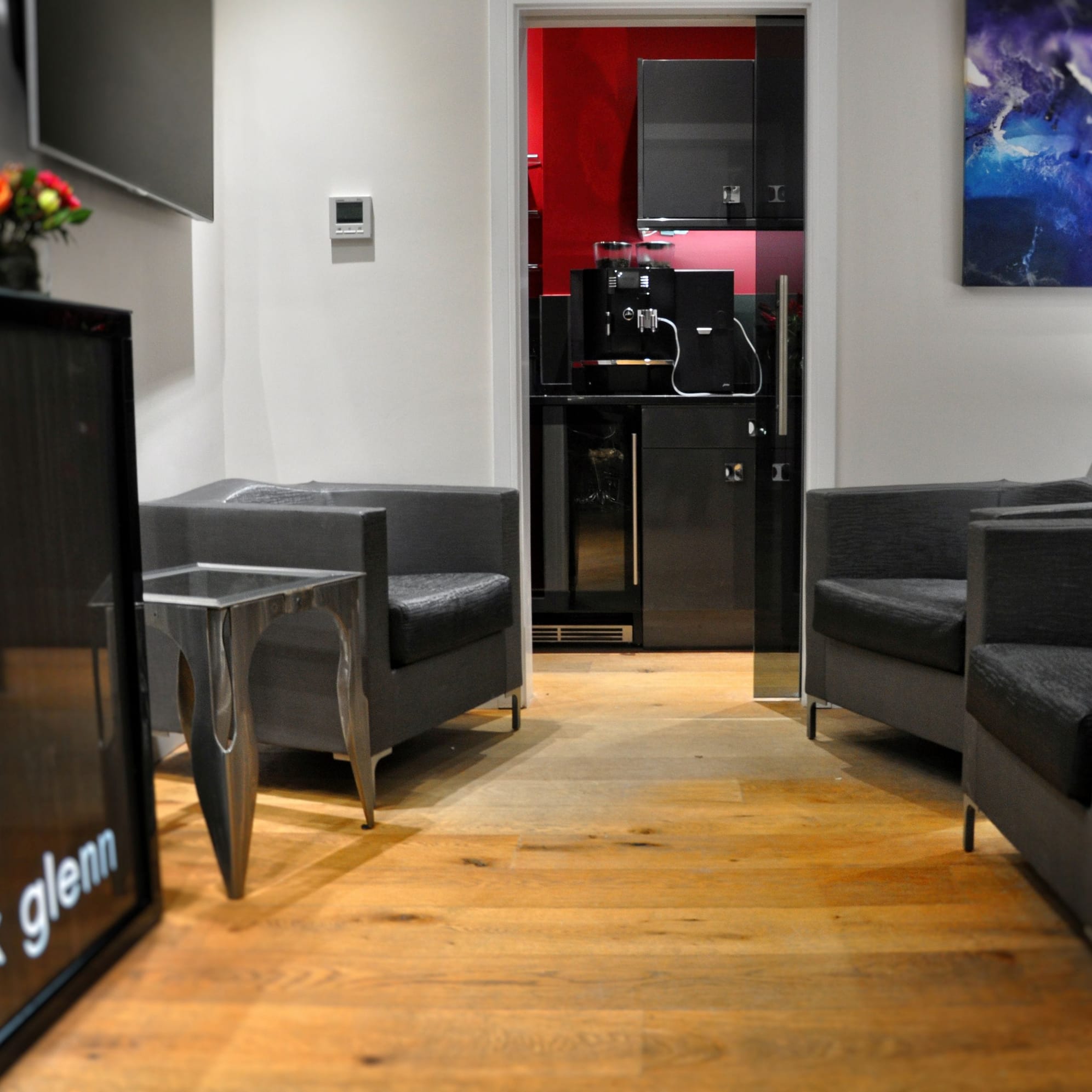 Reception area at Mark Glenn Hair Enhancement's exclusive London hair extensions studio