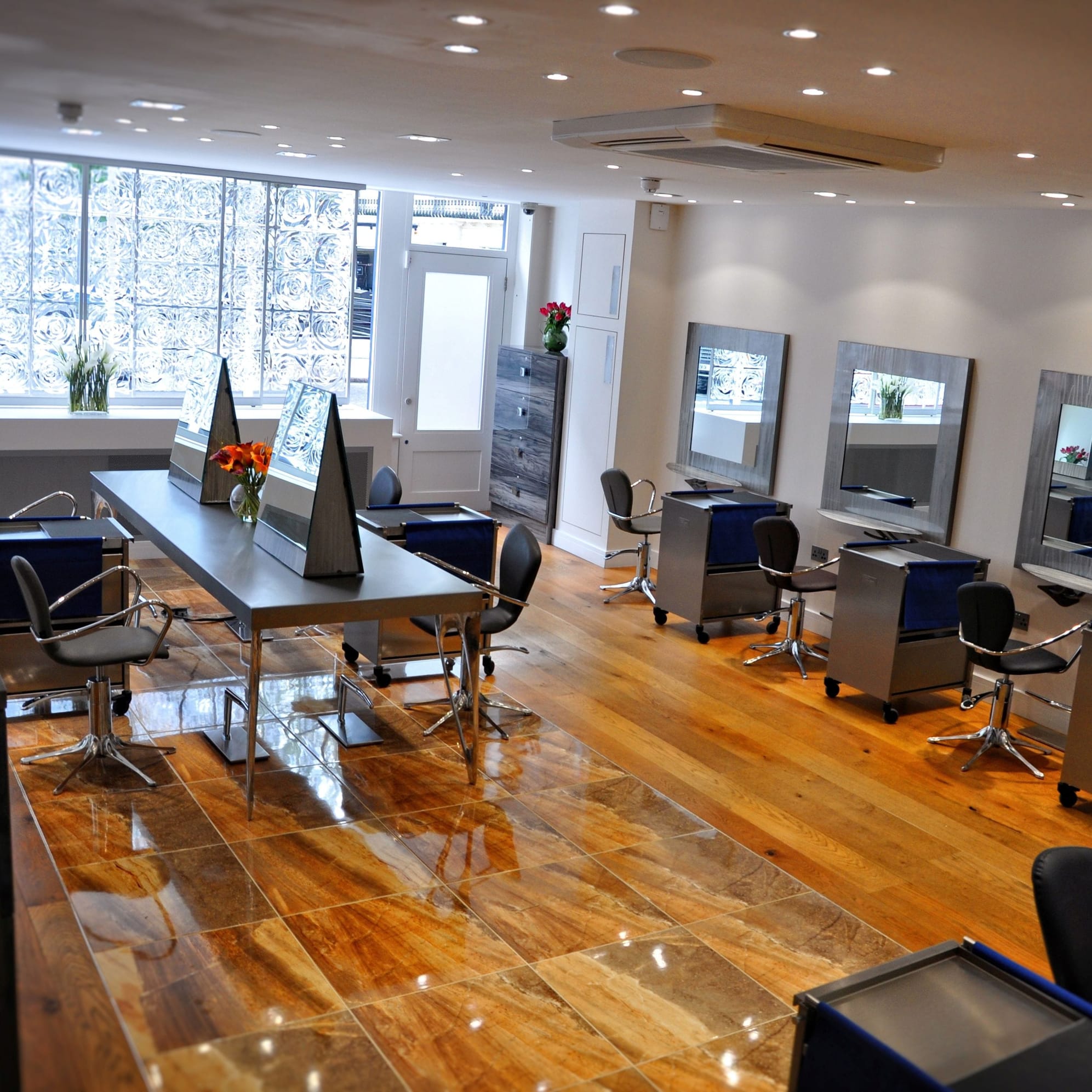 Specialist hair extension and female hair loss styling stations at Mark Glenn Hair Enhancement, London