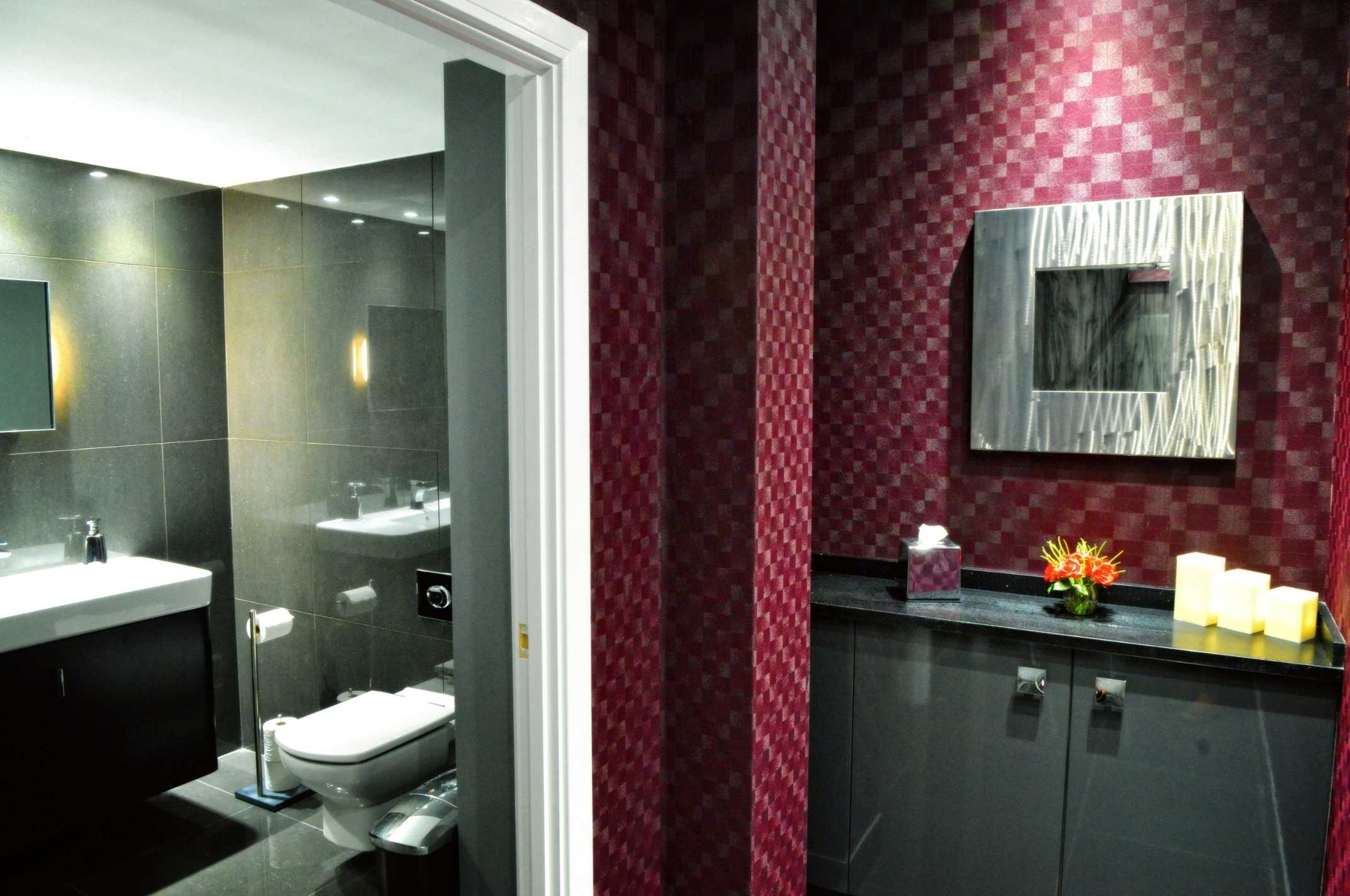 Designer ladies bathrooms with their own individual dressing rooms at Mark Glenn's London Hair Extensions Studio