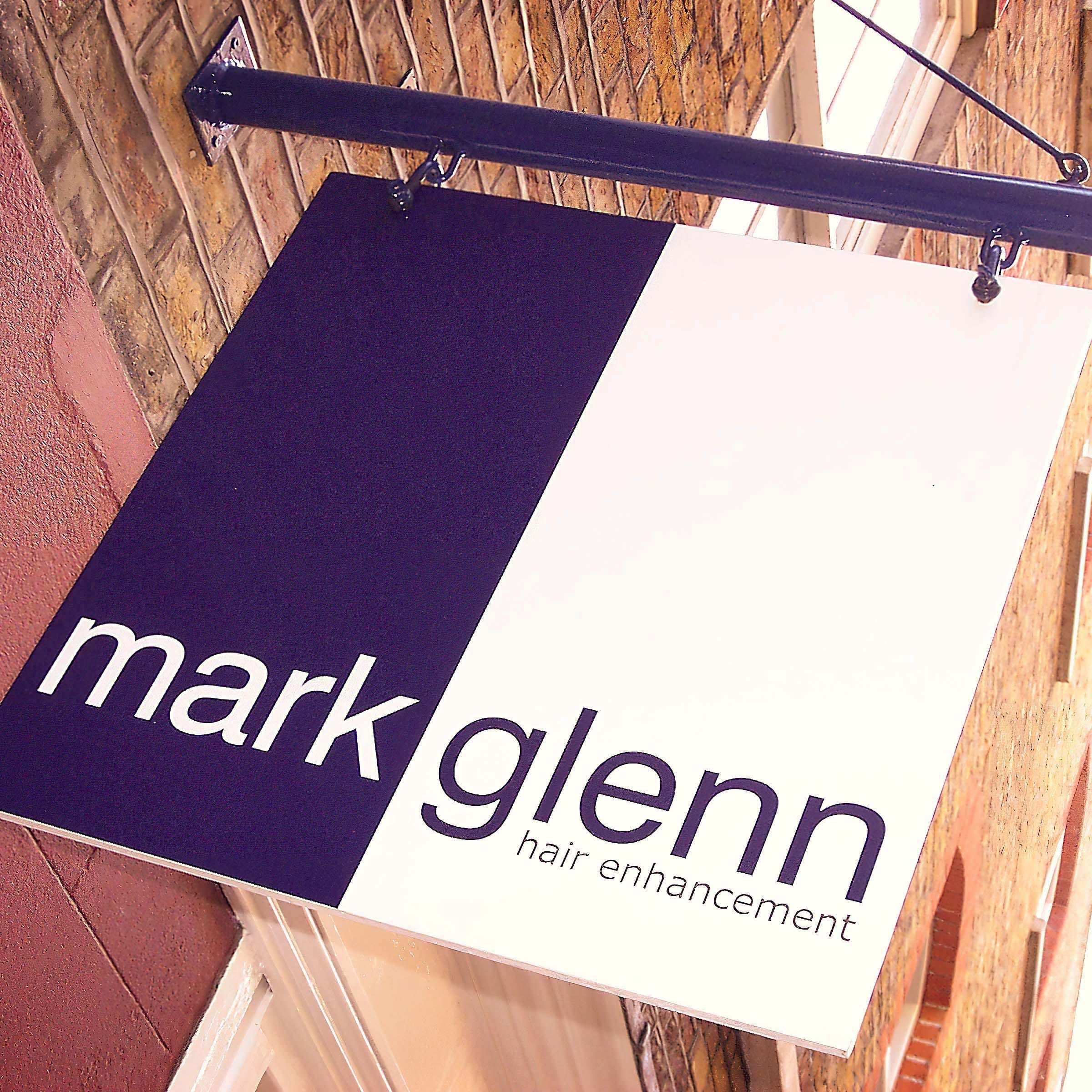 Exterior sign at Mark Glenn's first hair extension studio in London's New Bond Street, 2001