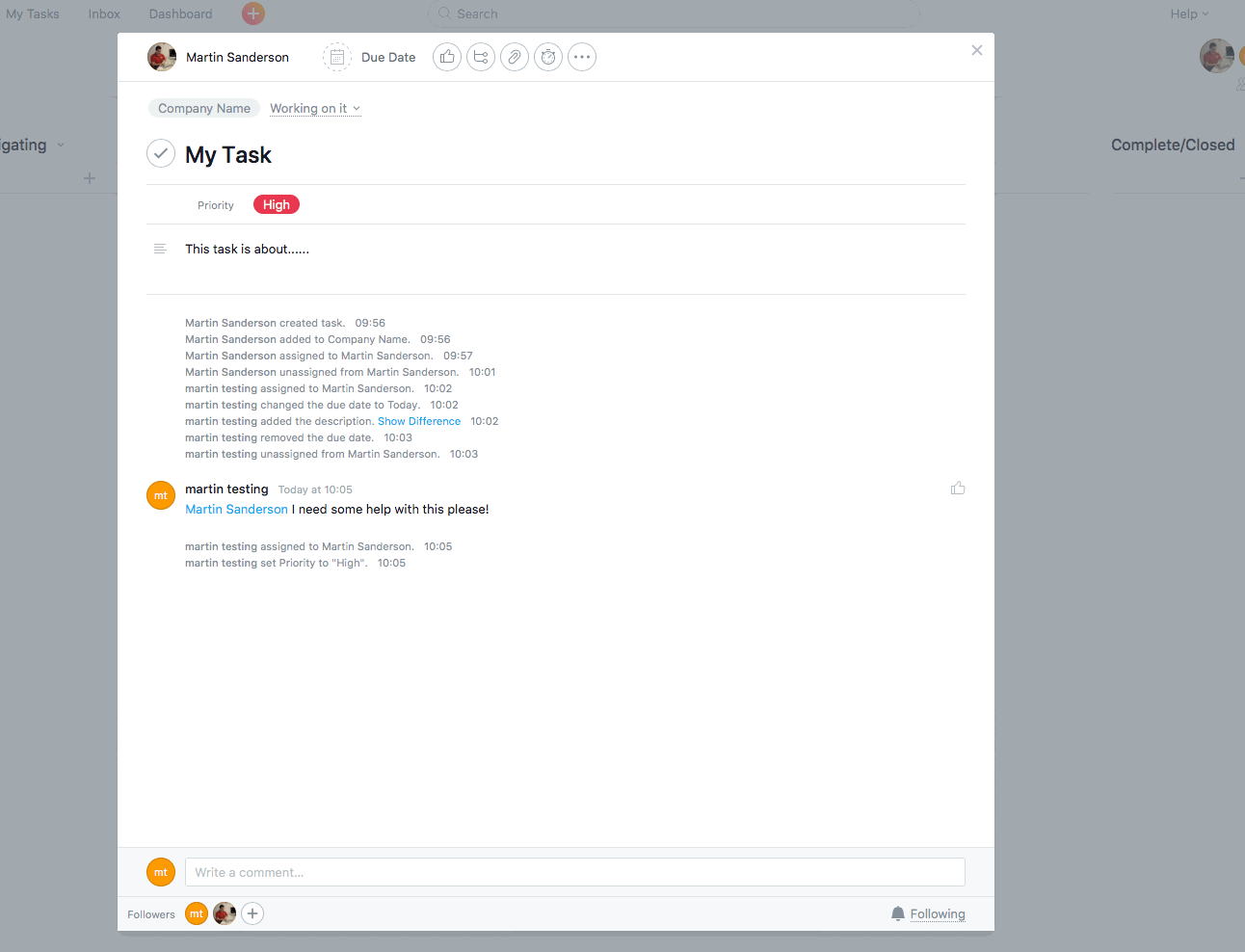 Attach files to a task in Asana