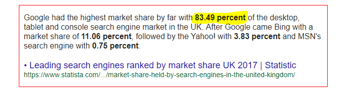 graph showing search engine traffic share google, bing