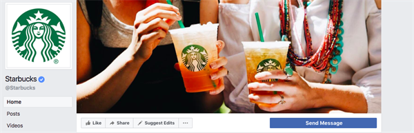 Screenshot of Starbucks Facebook page Screenshot of Starbucks Facebook page