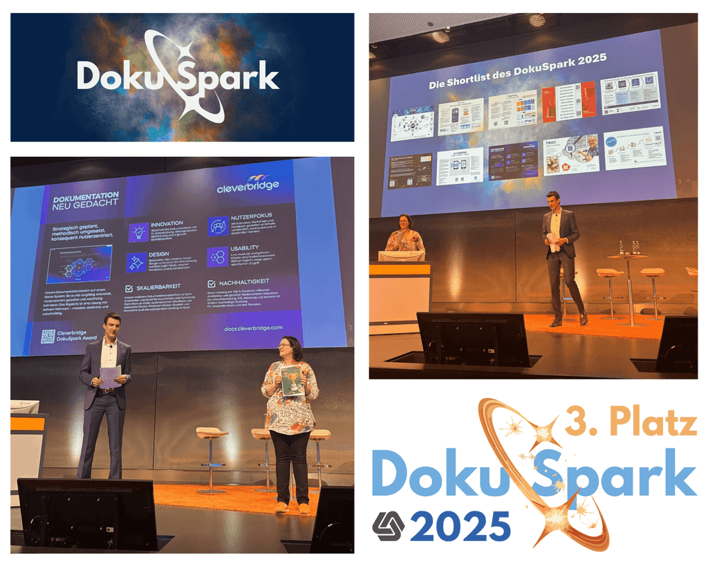 Photos from the DokuSpark Award ceremony and the award badge