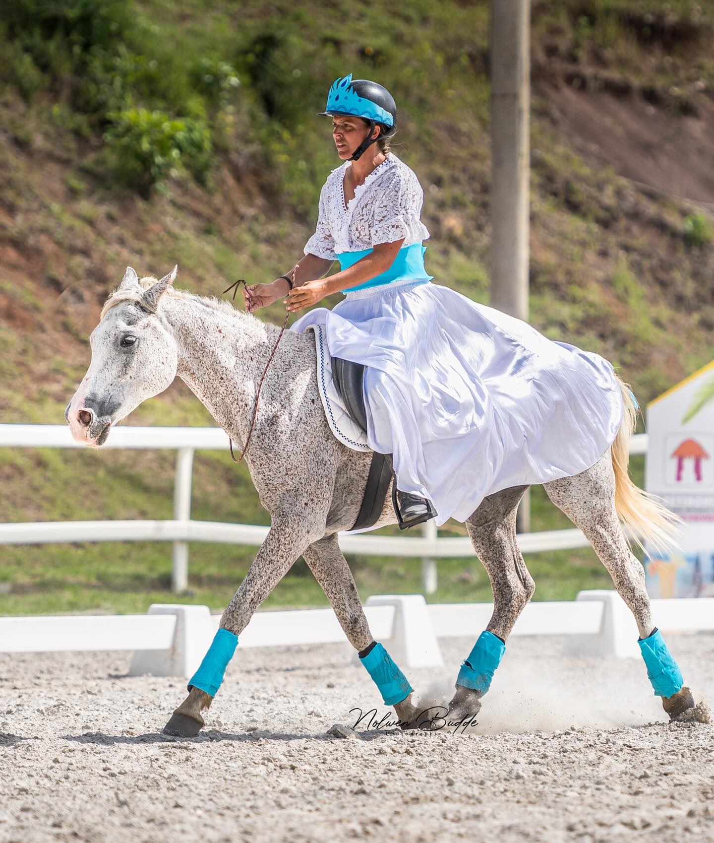 Première reprise de dressage en cordelette, club 3 libre sur le thème de la Reine des neiges