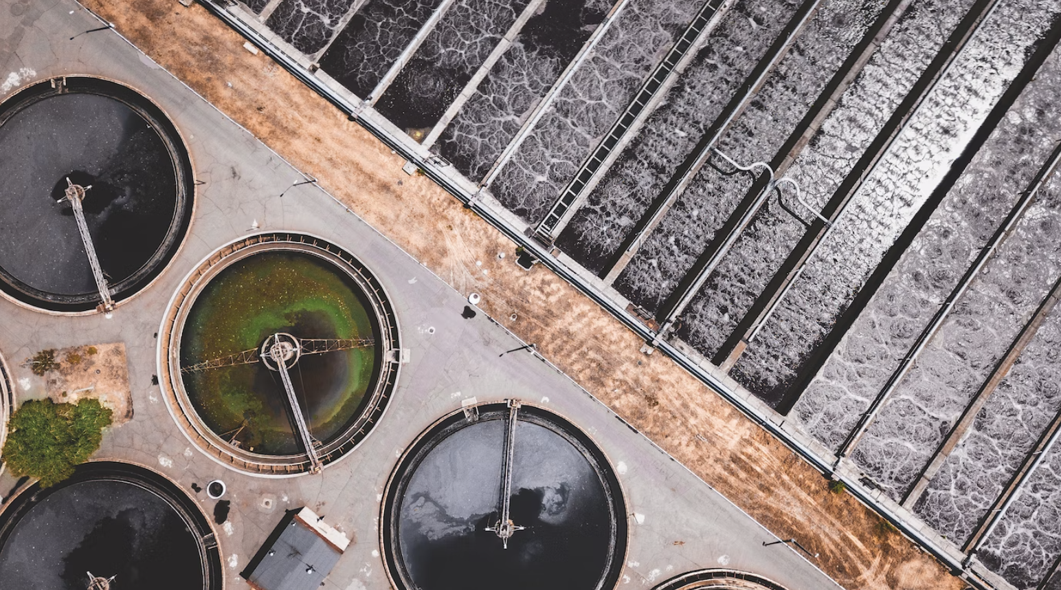 water treatment facility birds eye view