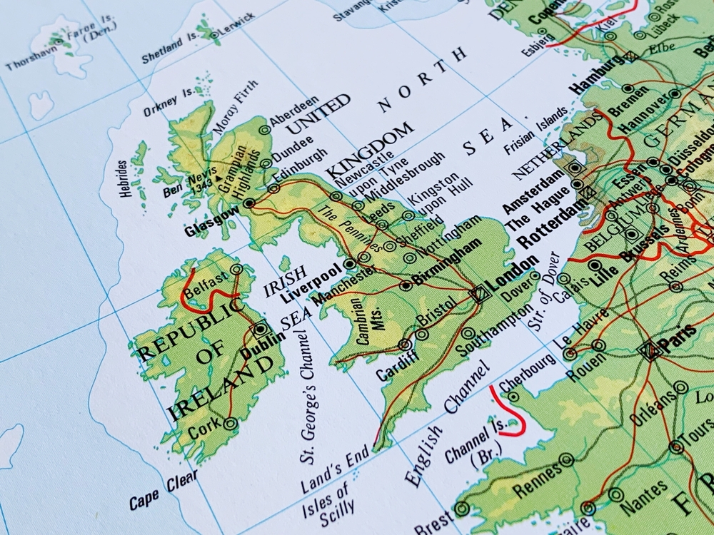 Map of the United Kingdom and Republic of Ireland