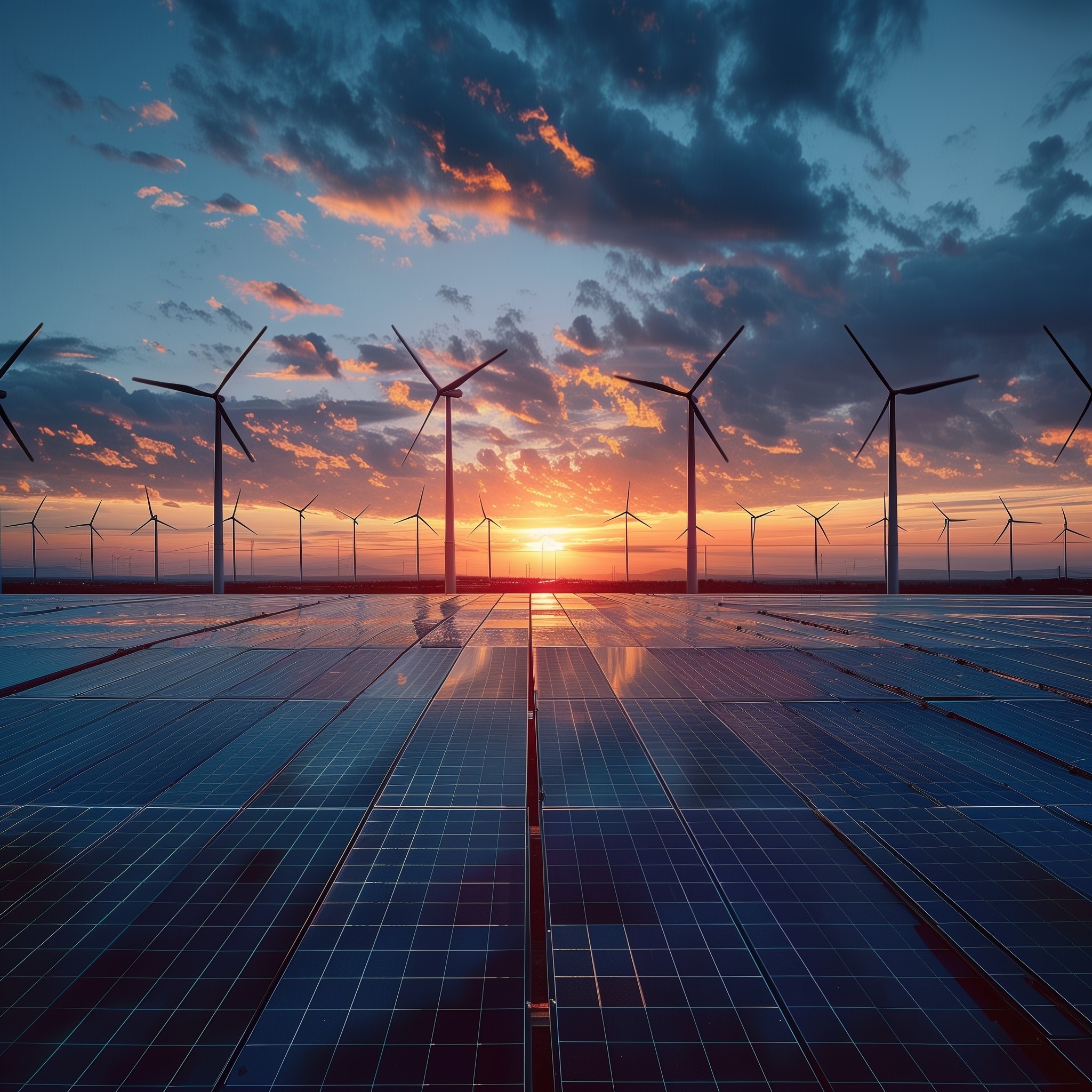 Renewable energy with sunset