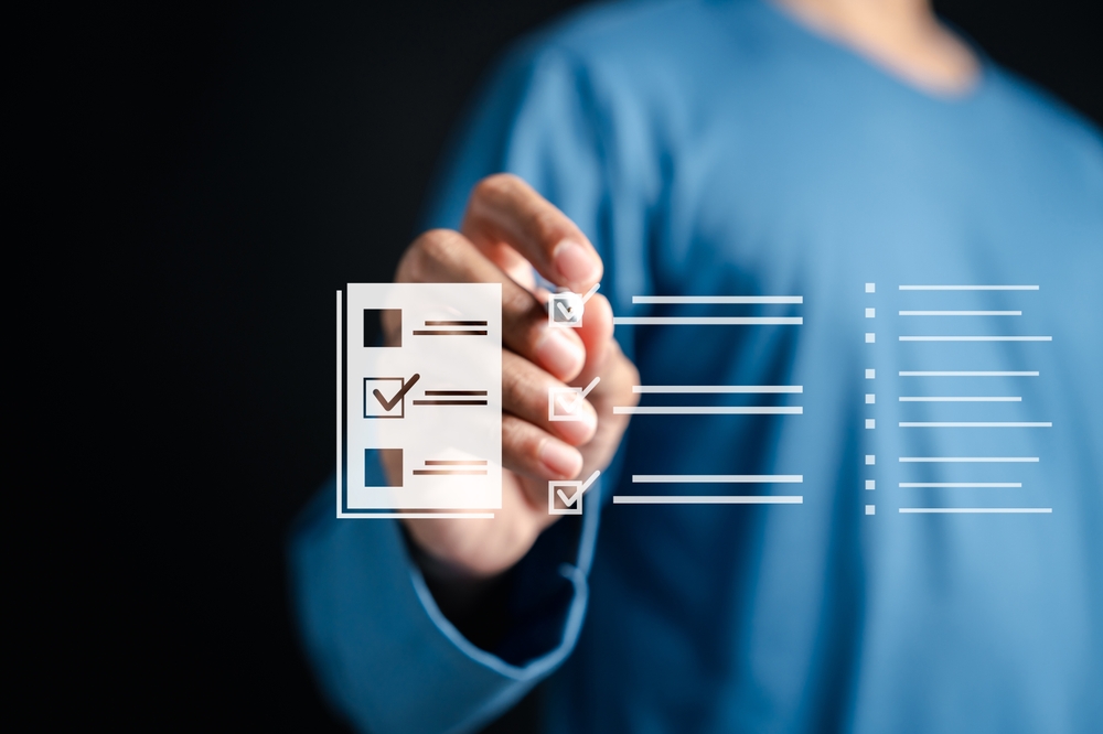 Person ticking boxes