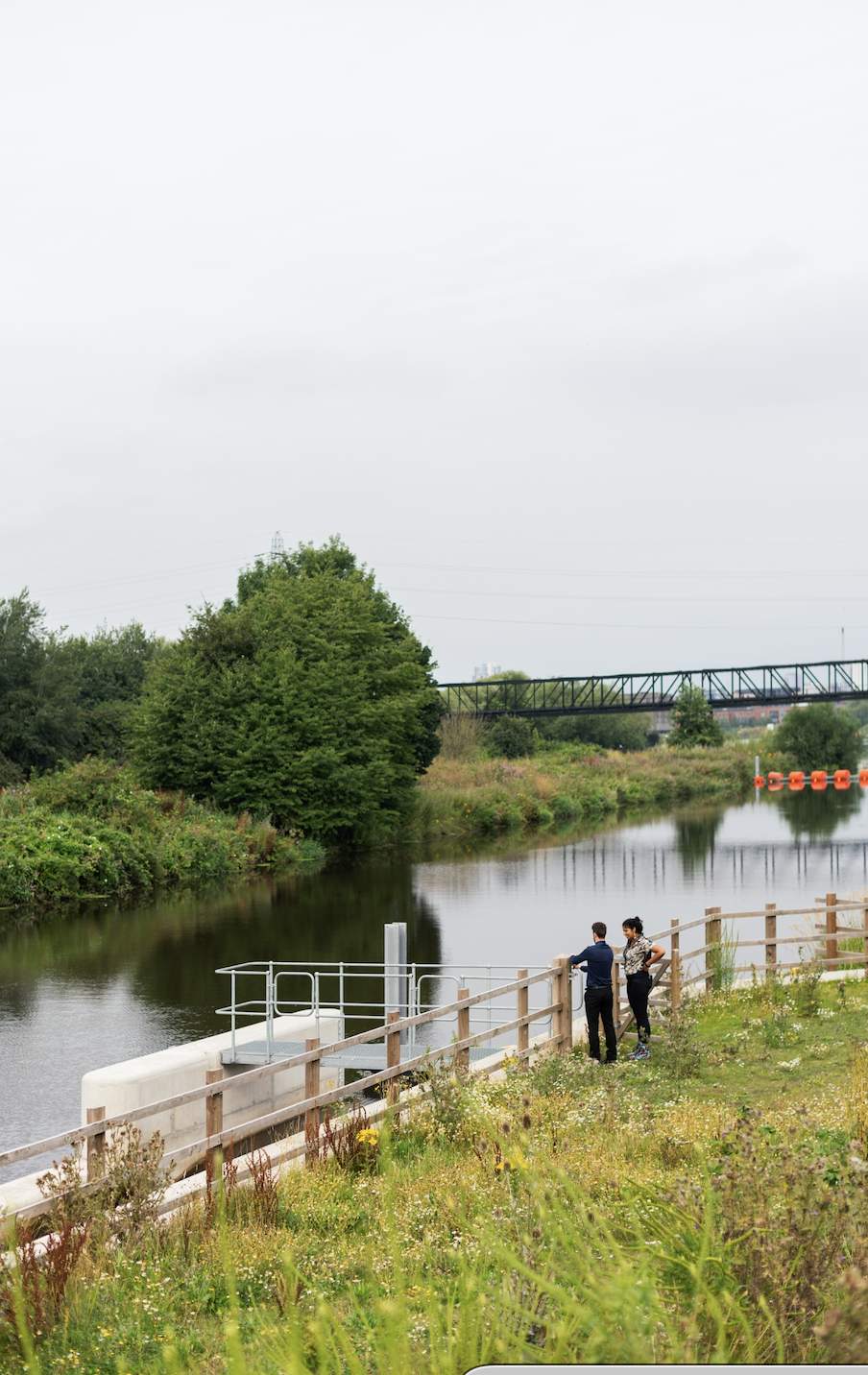 water engineers at water treatment facility