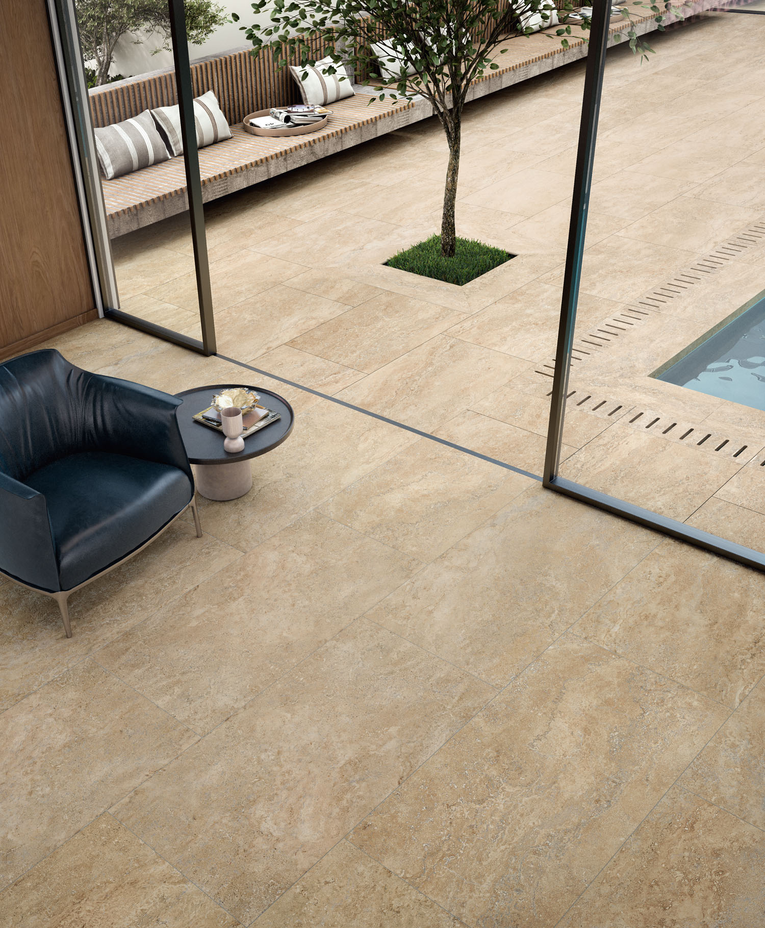 Himalaya Caramel paving laid in an internal/external scenario.