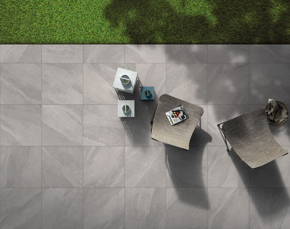 Myway Dark Grey paving, laid in a chic, minimalist design, viewed from above.